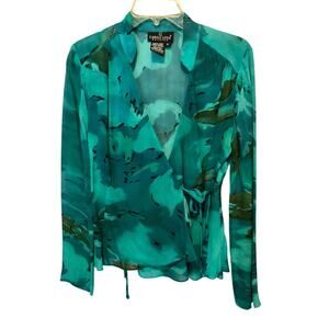 Vintage 90s CAROLE LITTLE Womens S 4/6 Maxi Skirt Set Colorful Lined Wrap Top